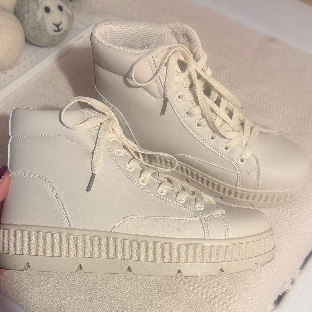 Women's Cream High-Top Sneakers